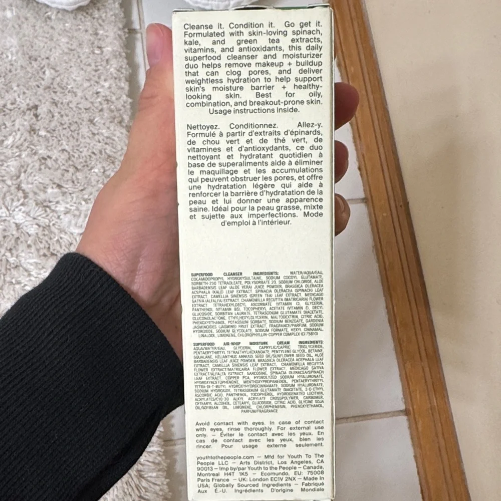 Youth to the People Superfood Cleanser and Moisture Cream Set - Green and White - Picture 2 of 4